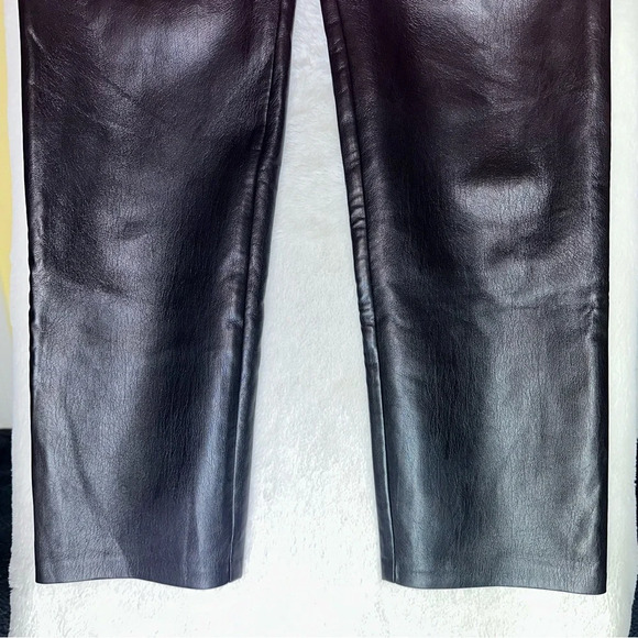 Aritzia Wilfred Melina Black Vegan Faux Leather Straight Pants 10 High‎ Waisted - Picture 15 of 16
